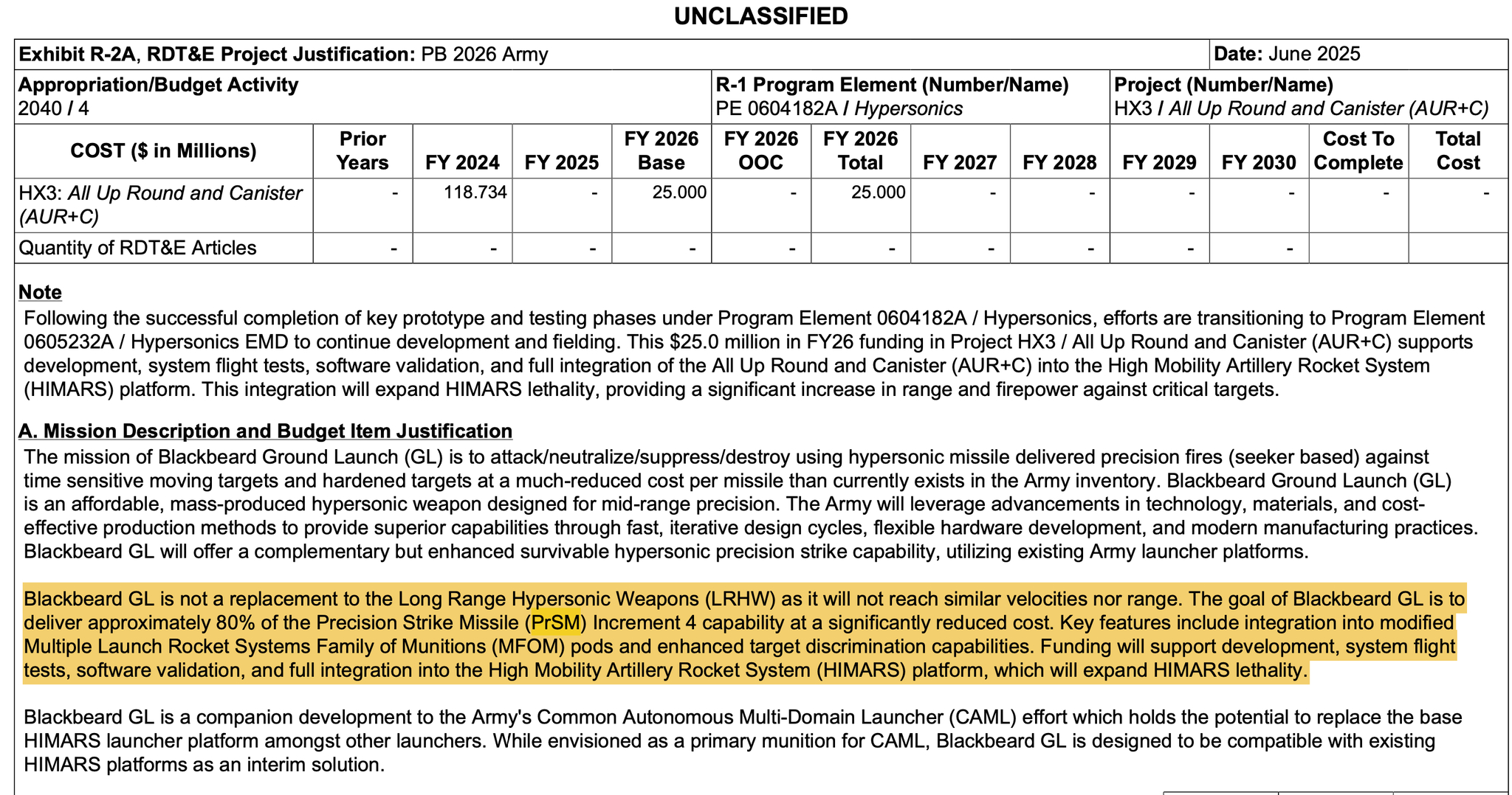 每天认识一件兵器 烽火问鼎计划  在最新公布的FY26预算中出现了帝国🇺🇸陆