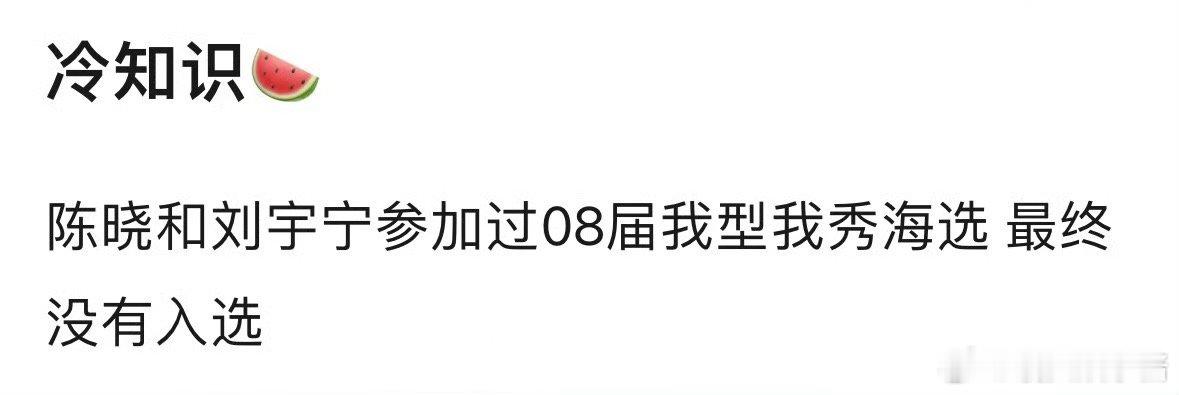 陈晓、刘宇宁居然都参加过08届我型我秀海选