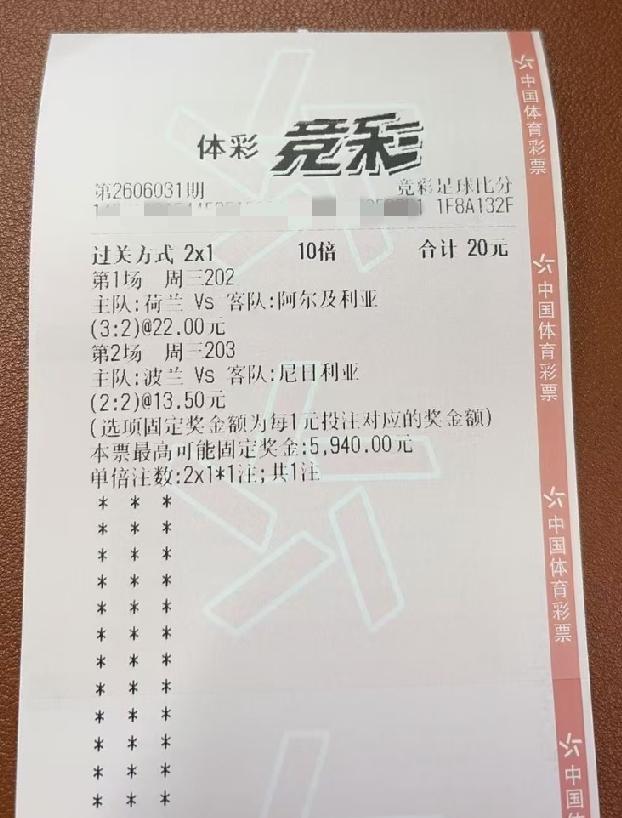 世界杯赛事竞猜，有彩民打了这么一张彩票，大家觉得这张彩票有可能中吗？
过关方式2