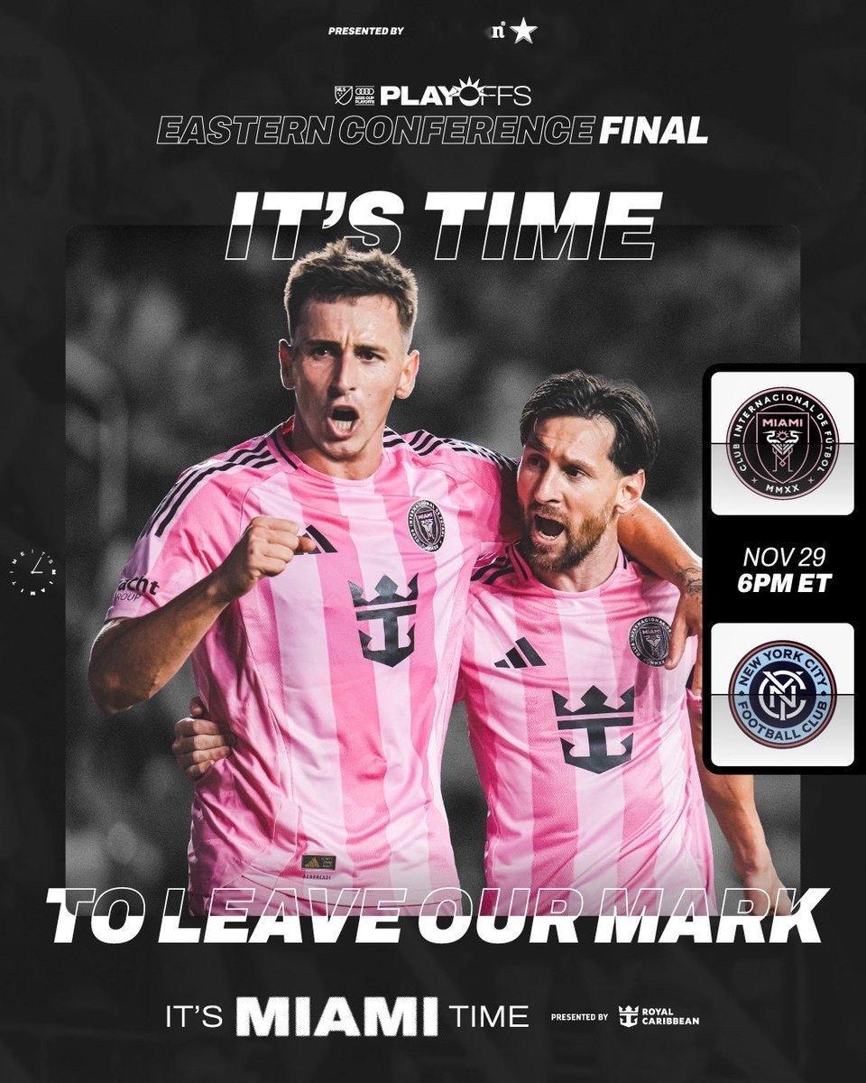 🚨官方：迈阿密国际队将于当地时间11月29日晚上8点在东部决赛中对阵纽约城队，