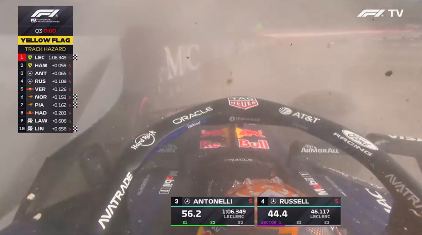 维斯塔潘T9失误撞墙！！！2026f1奥地利大奖赛