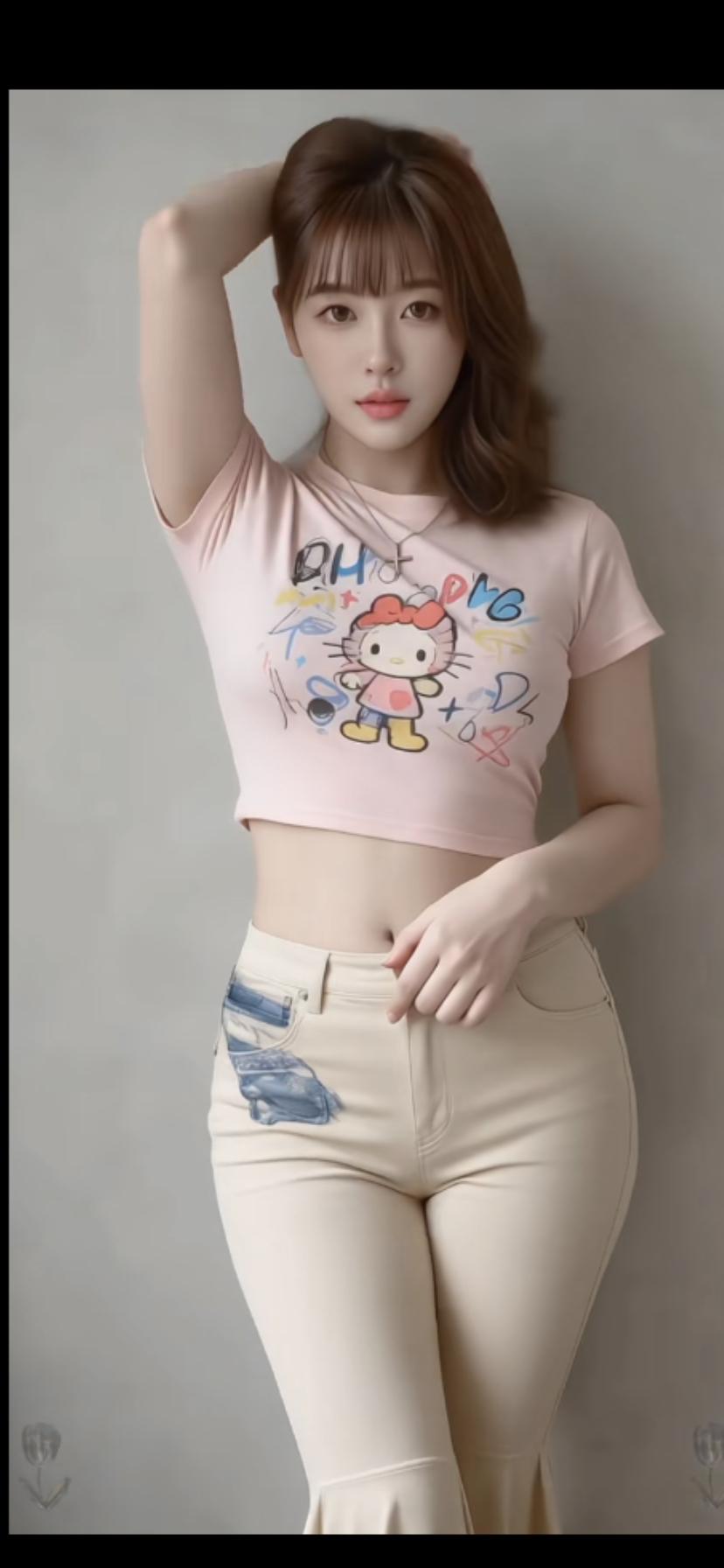 元气少女穿搭指南：粉色T恤+米色牛仔裤，轻松减龄！