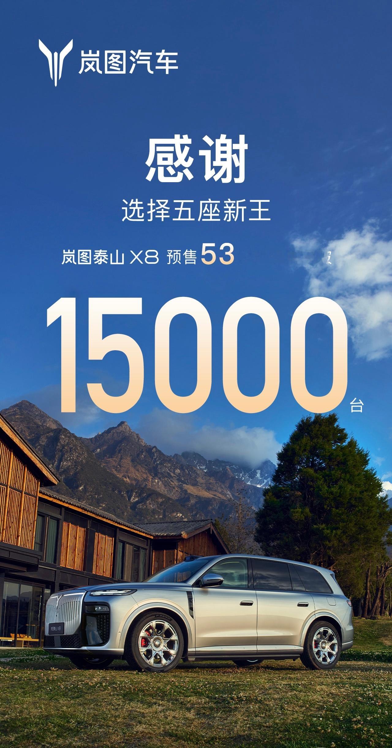这么快的吗？？？1小时不到，15000台啦？真是乾崑智驾+大五座好卖啊岚图泰山x