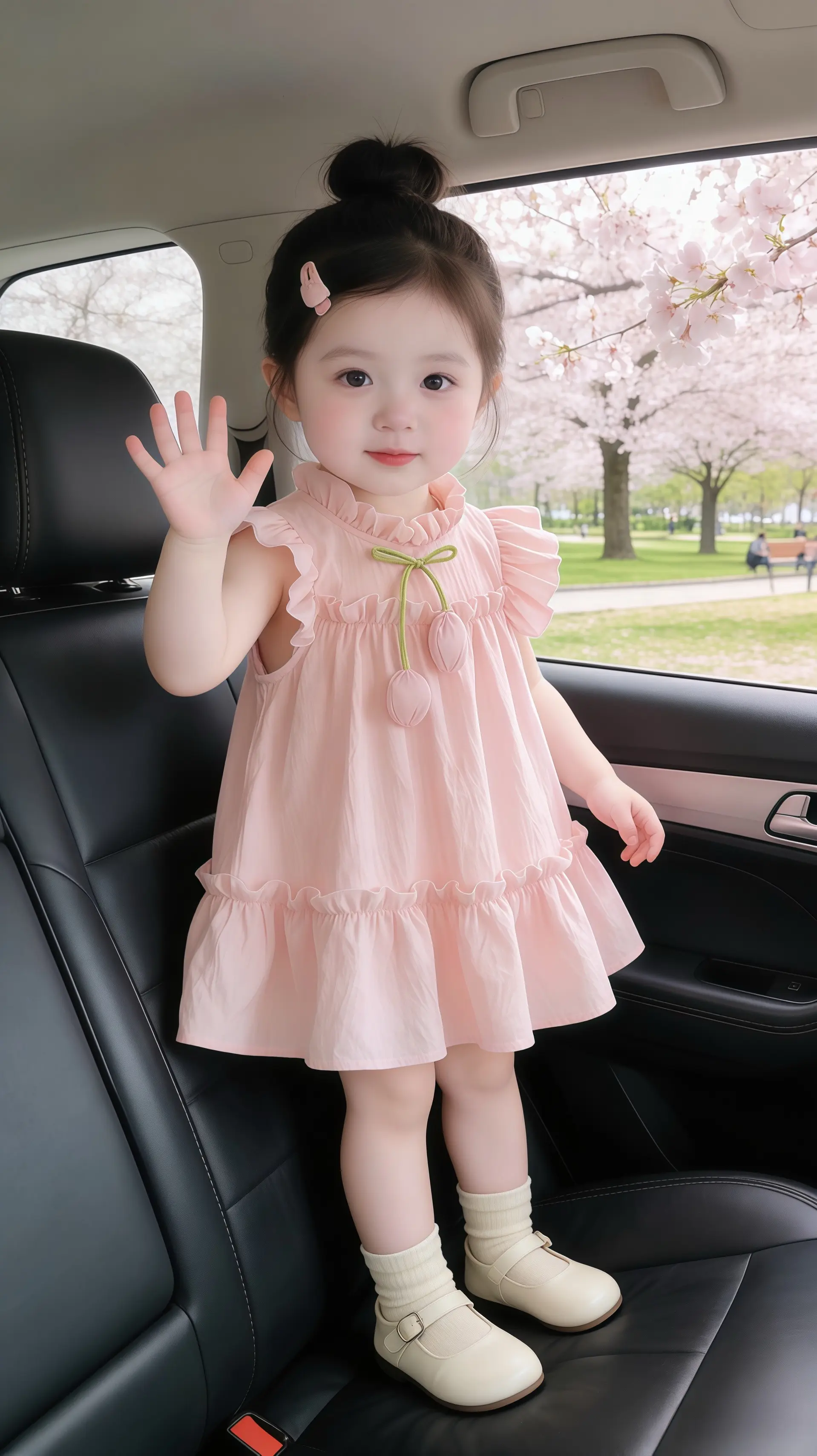 郁金香萌娃甜妹🌷这套粉色飞袖连衣裙也太戳少女心了吧！🌸 柔嫩嫩的樱...