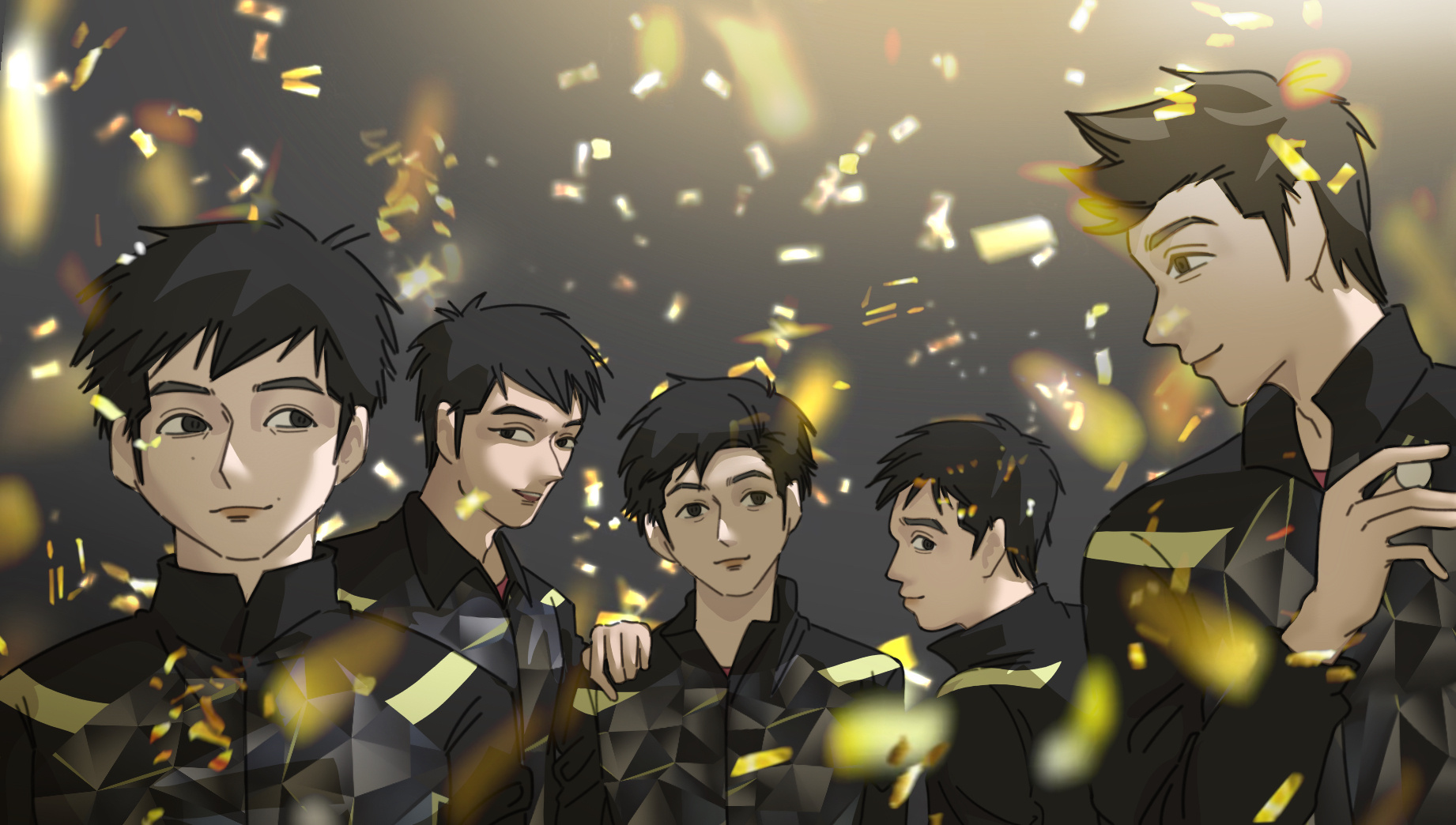 【🐼🐶🐉🐹🐍】忆往昔（ps：上色的时候才考虑画哪套队服所以发型啥的对不