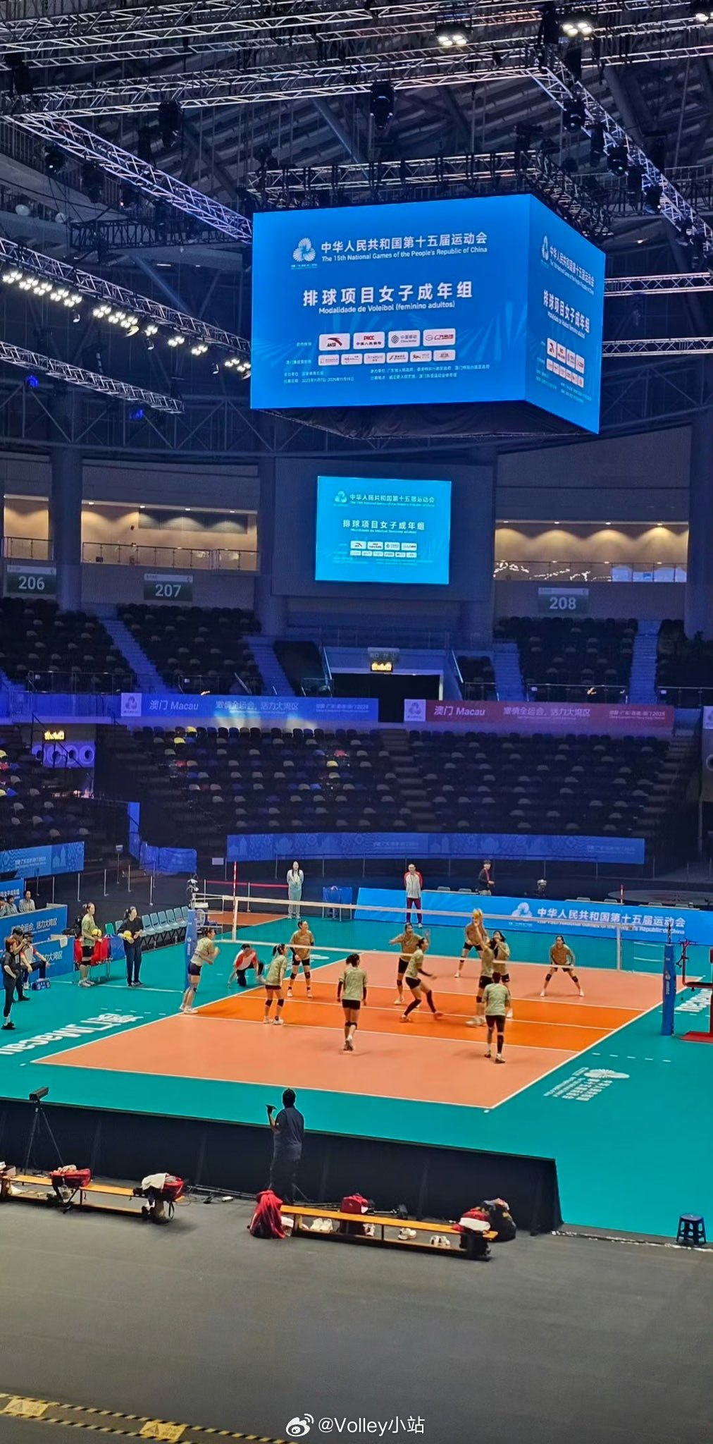 第十五届全运会， 山东女排适应场地训练（网图）十五运会全运会 ​​​