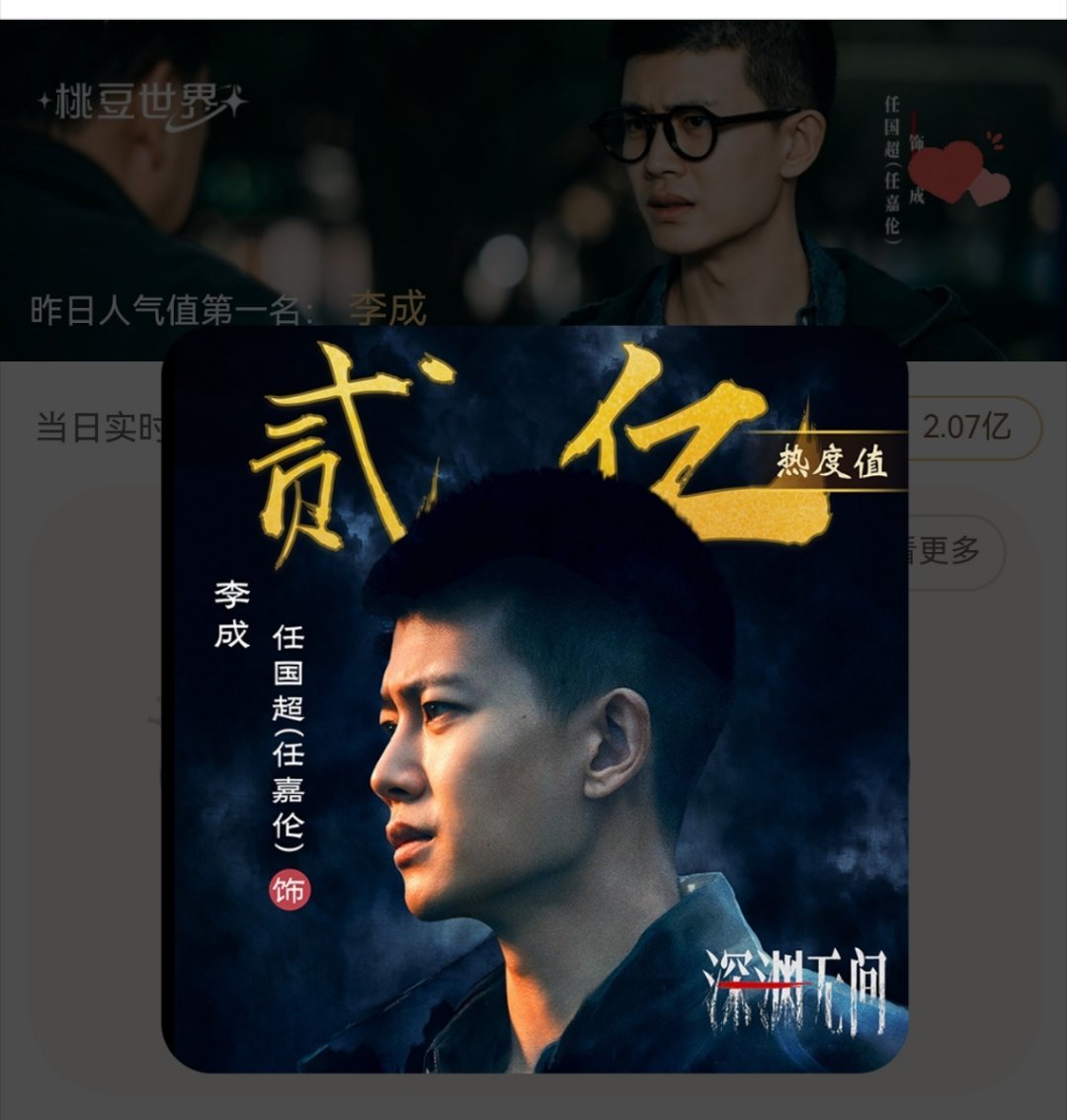 🎉恭喜任嘉伦《深渊无间》李成角色破2亿 ​​​