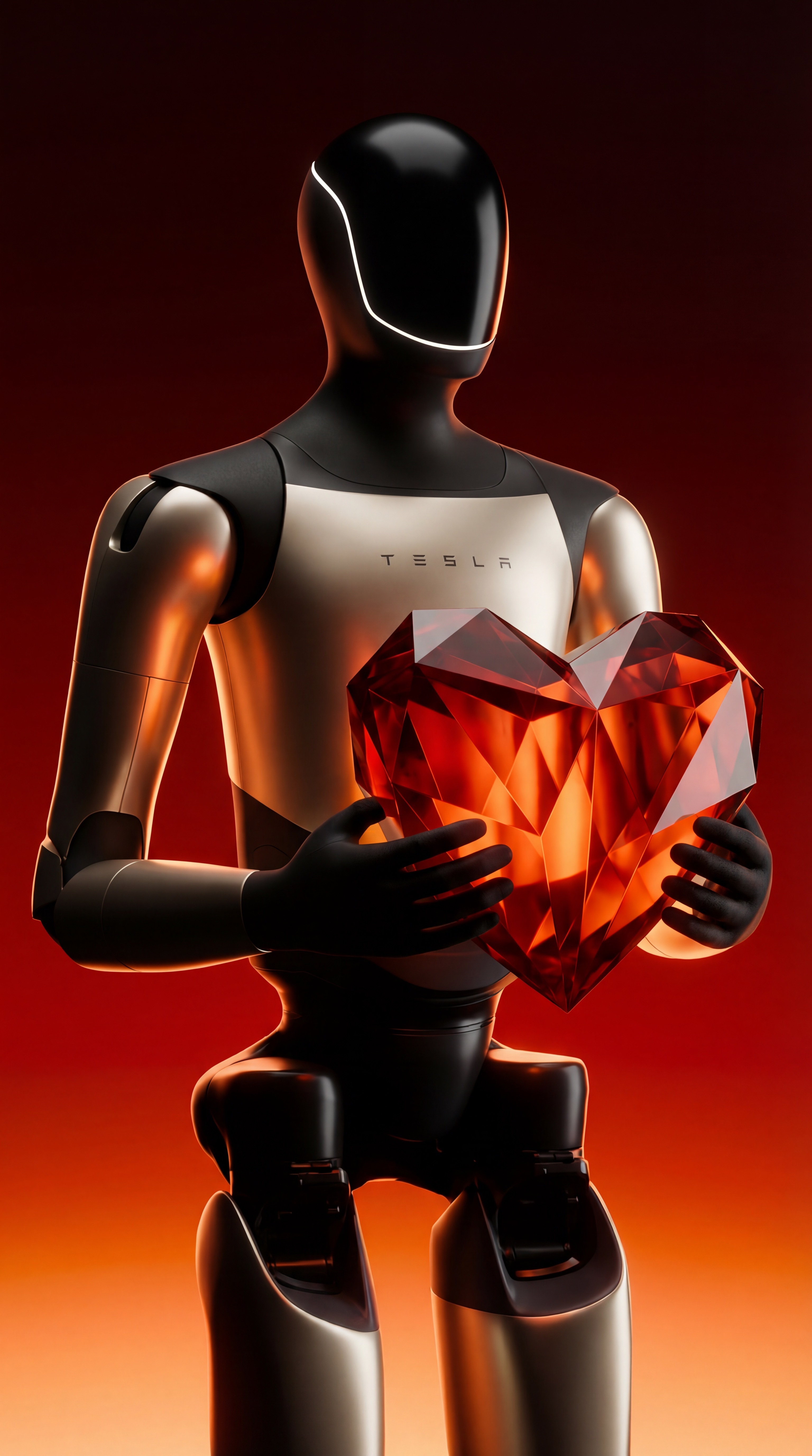 用AI做了个情人节壁纸特斯拉Optimus+赛博爱心无水印自取特斯拉