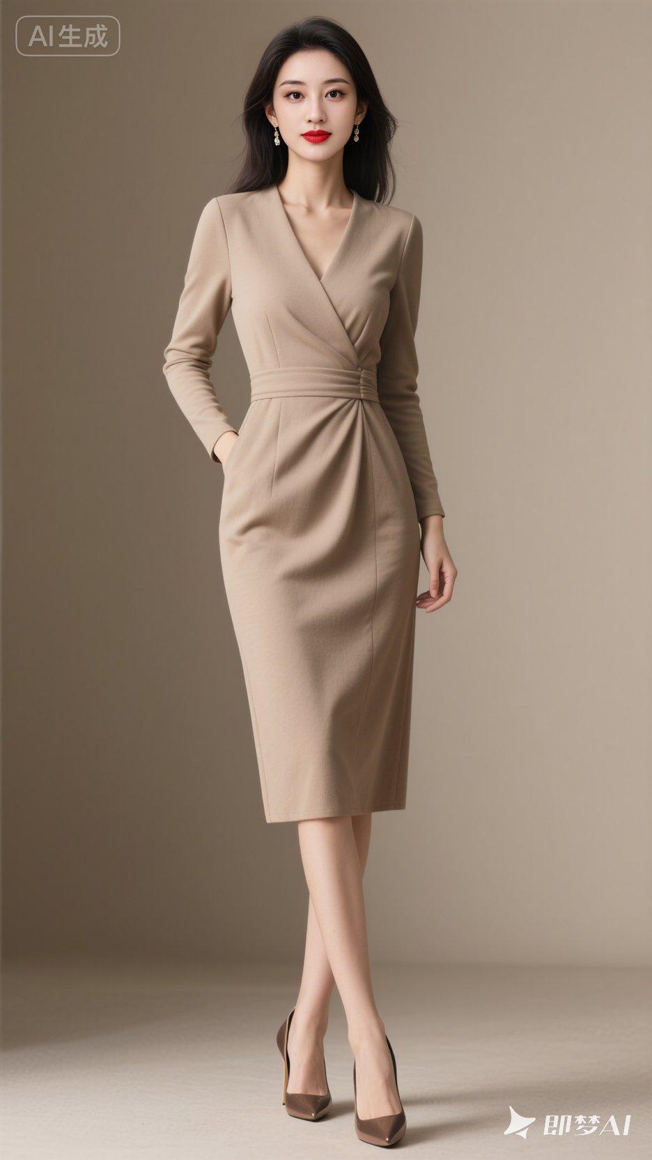 一眼就喜欢的连衣裙，洋气时尚，收腰修身的剪裁，尽显完美曲线，有女人味，优雅有女人