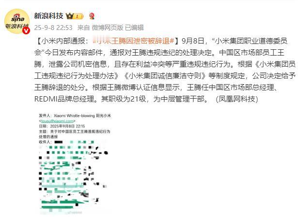 小米王腾被辞退，看小米声明，王腾犯了严重违规违纪行为，措辞很严重，但是也只是辞退