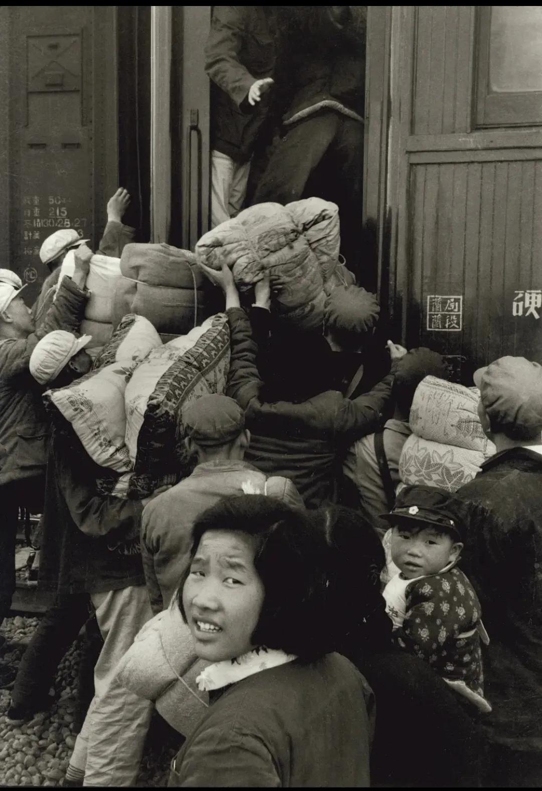 1956年  甘肃武威
赴玉门务工的人们在挤火车
#怀归老照片# #老照片述