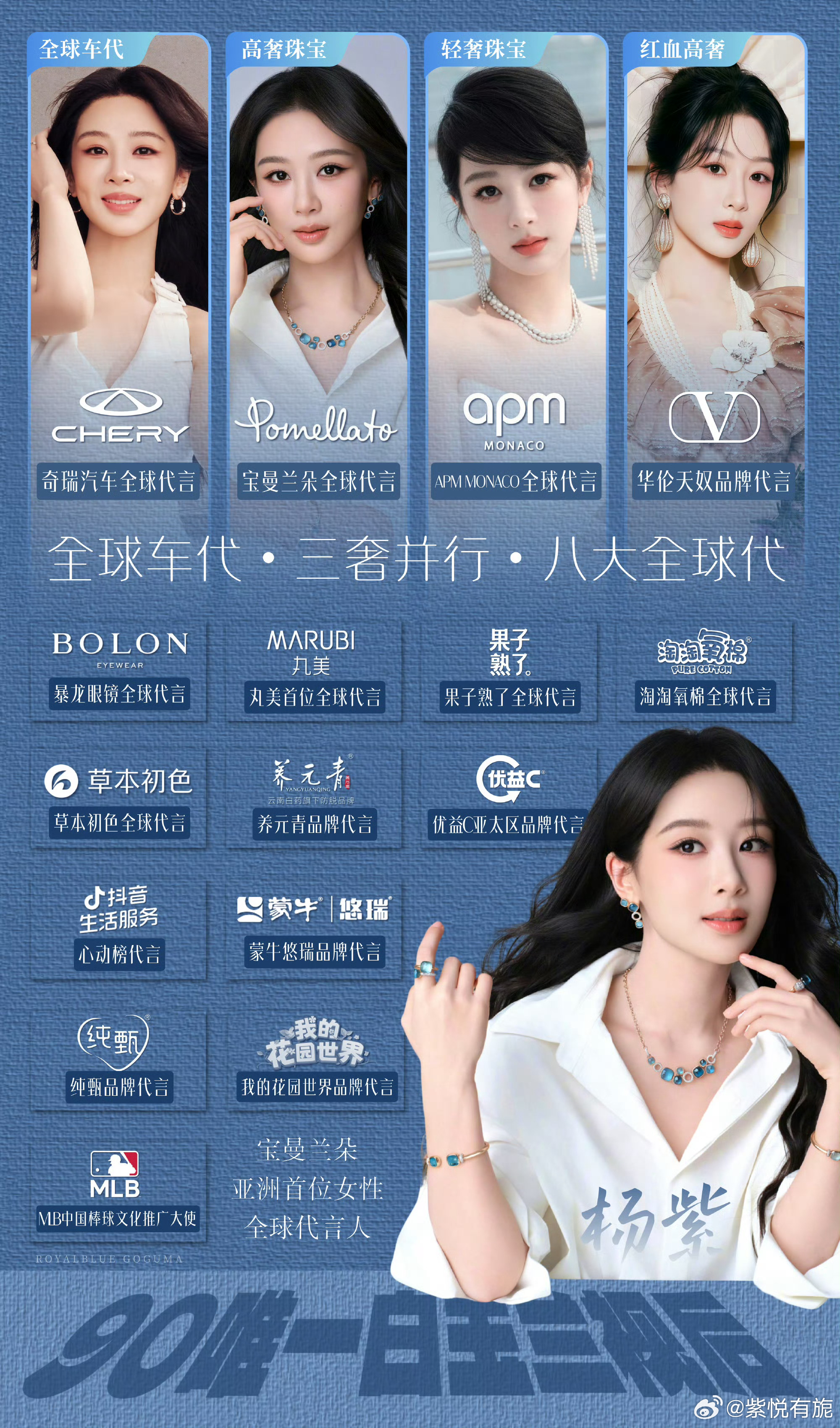 宝曼兰朵全球品牌代言人杨紫 人生不是复刻他人的剧本，而是谱写独属于自己的乐章。杨