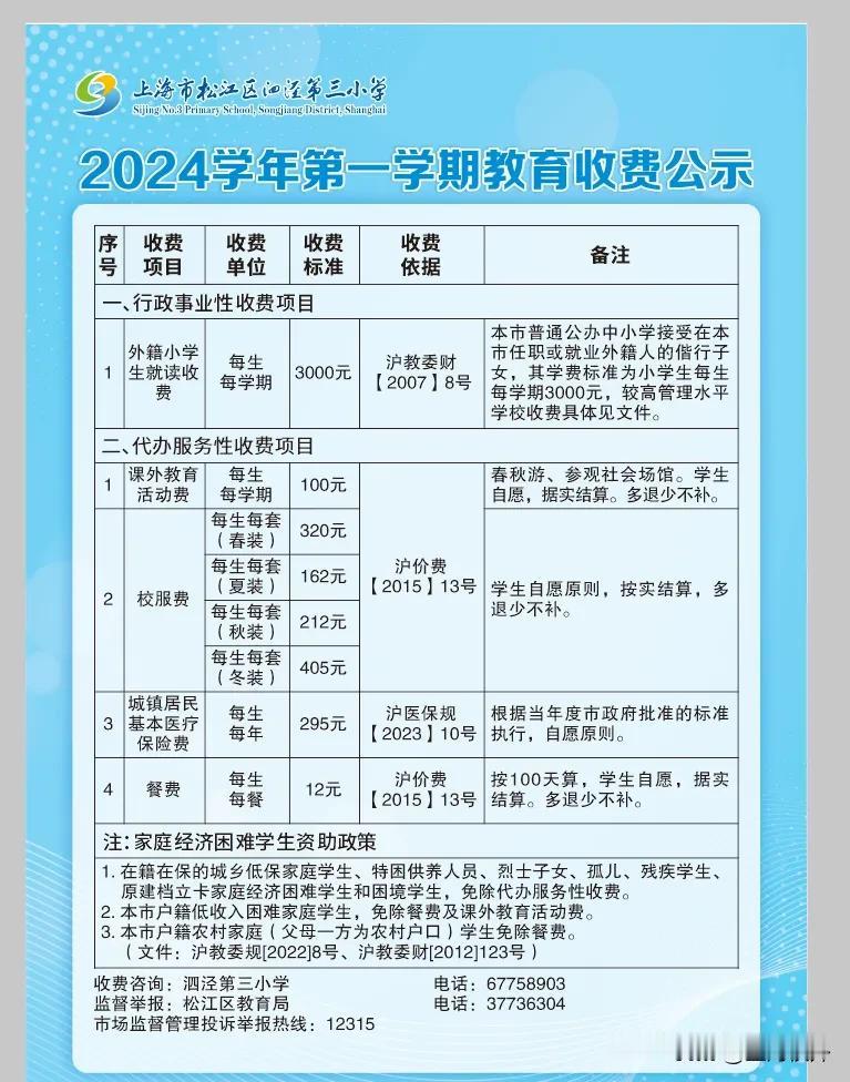 上海多校发布2024学年第一学期教育收费公示#上海教育# #学费#