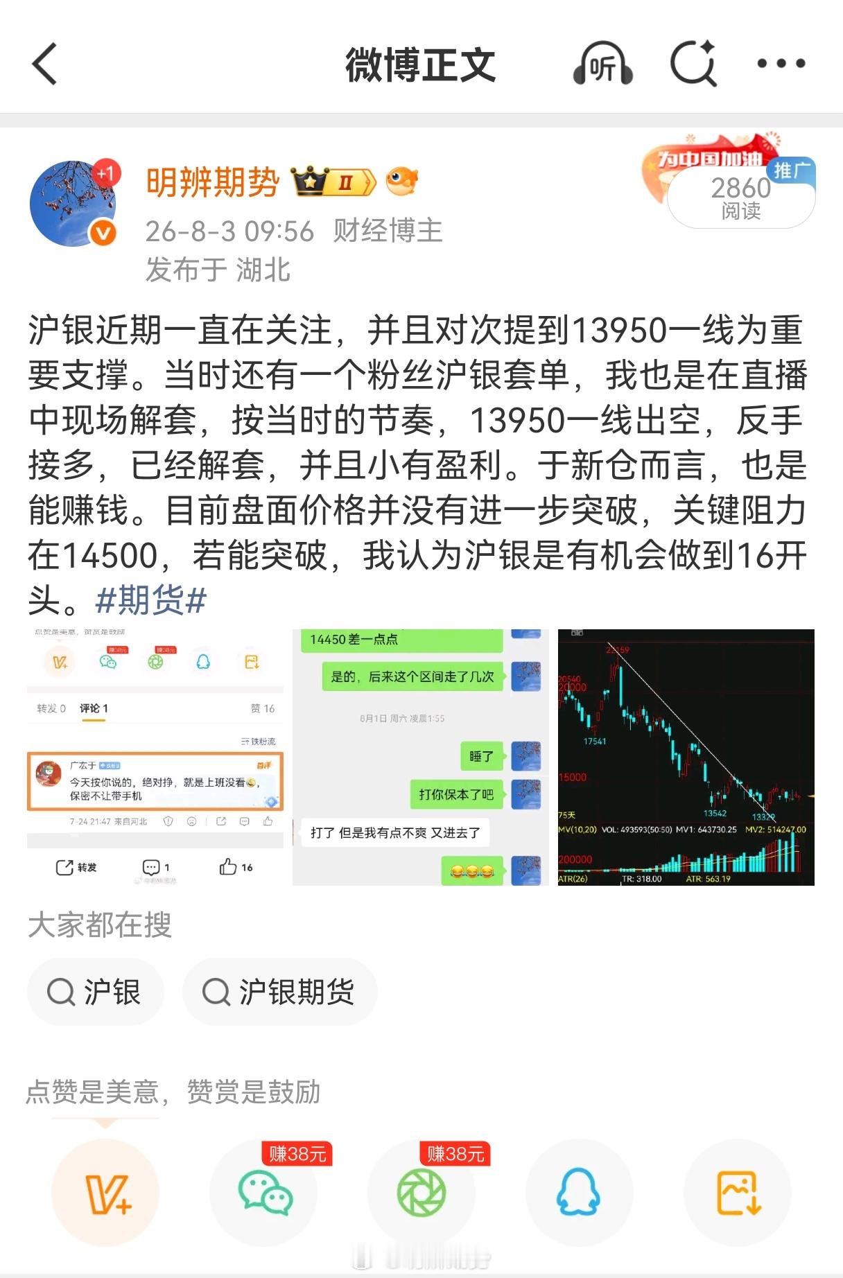 沪银的反抽是否在你意料之中？昨晚最低下探13813，现报14322，拉升近500