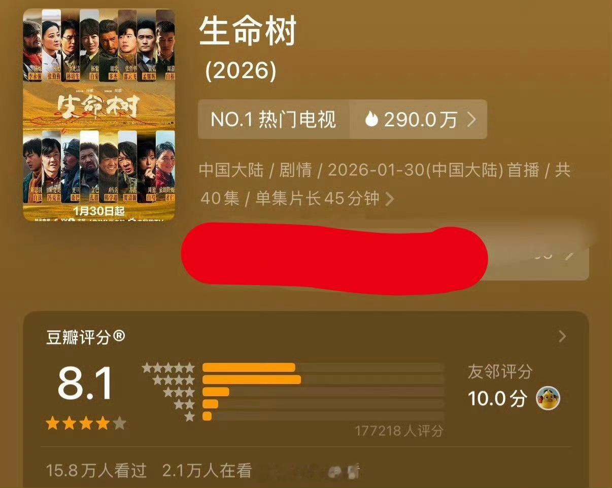 生命树豆瓣开分8.1，感觉这是只留下了五星