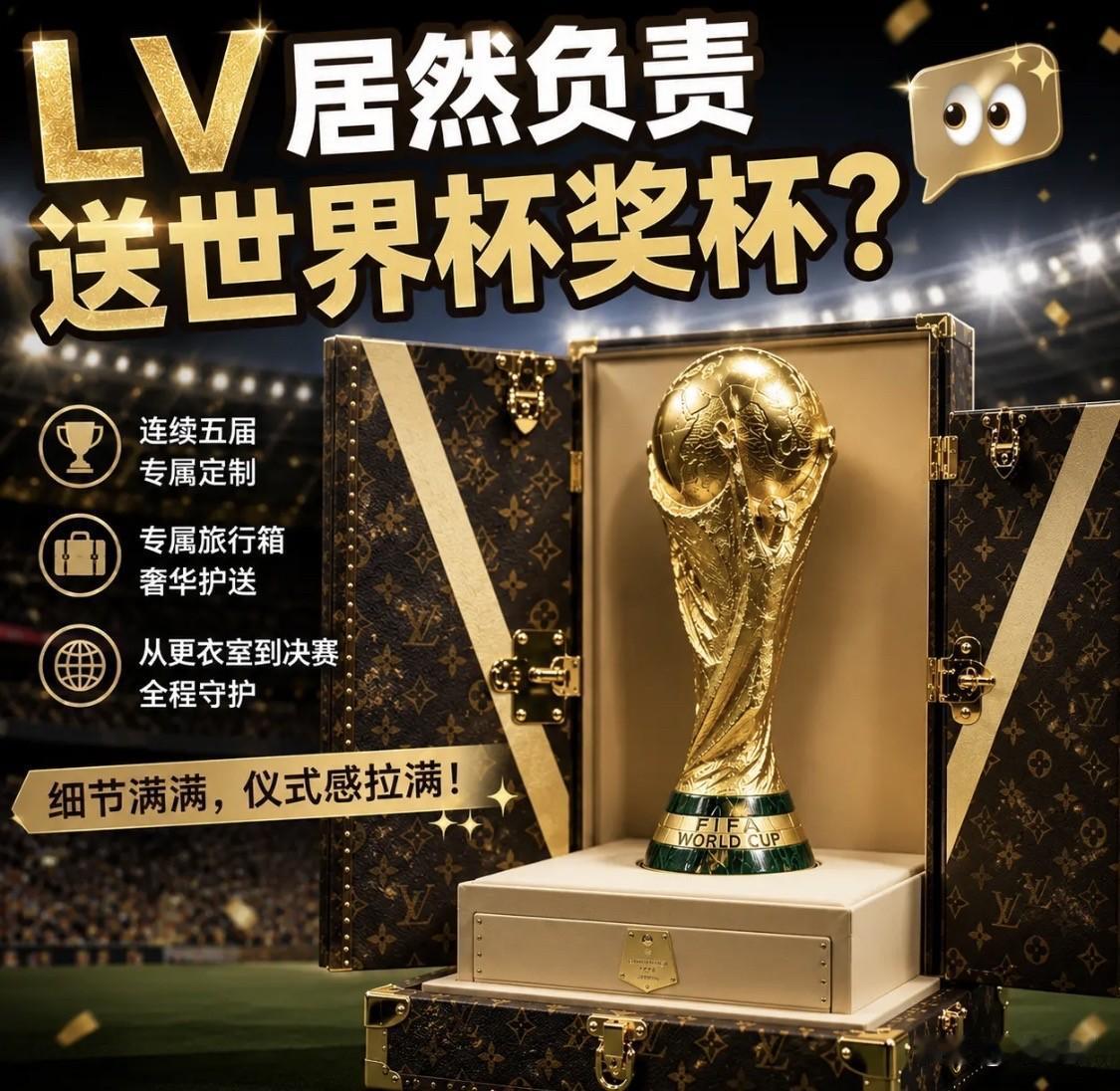 如果你以为LV只做包，那就低估它了。
  
 今年世界杯决赛前，FIFA公布了一