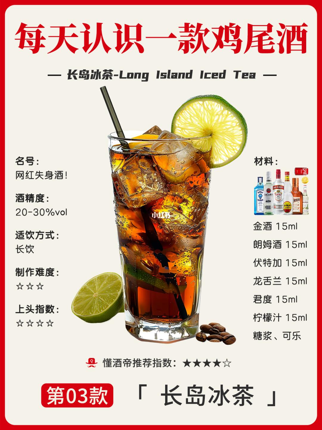 每天认识一款酒〡长岛冰茶🆘️网红失身酒