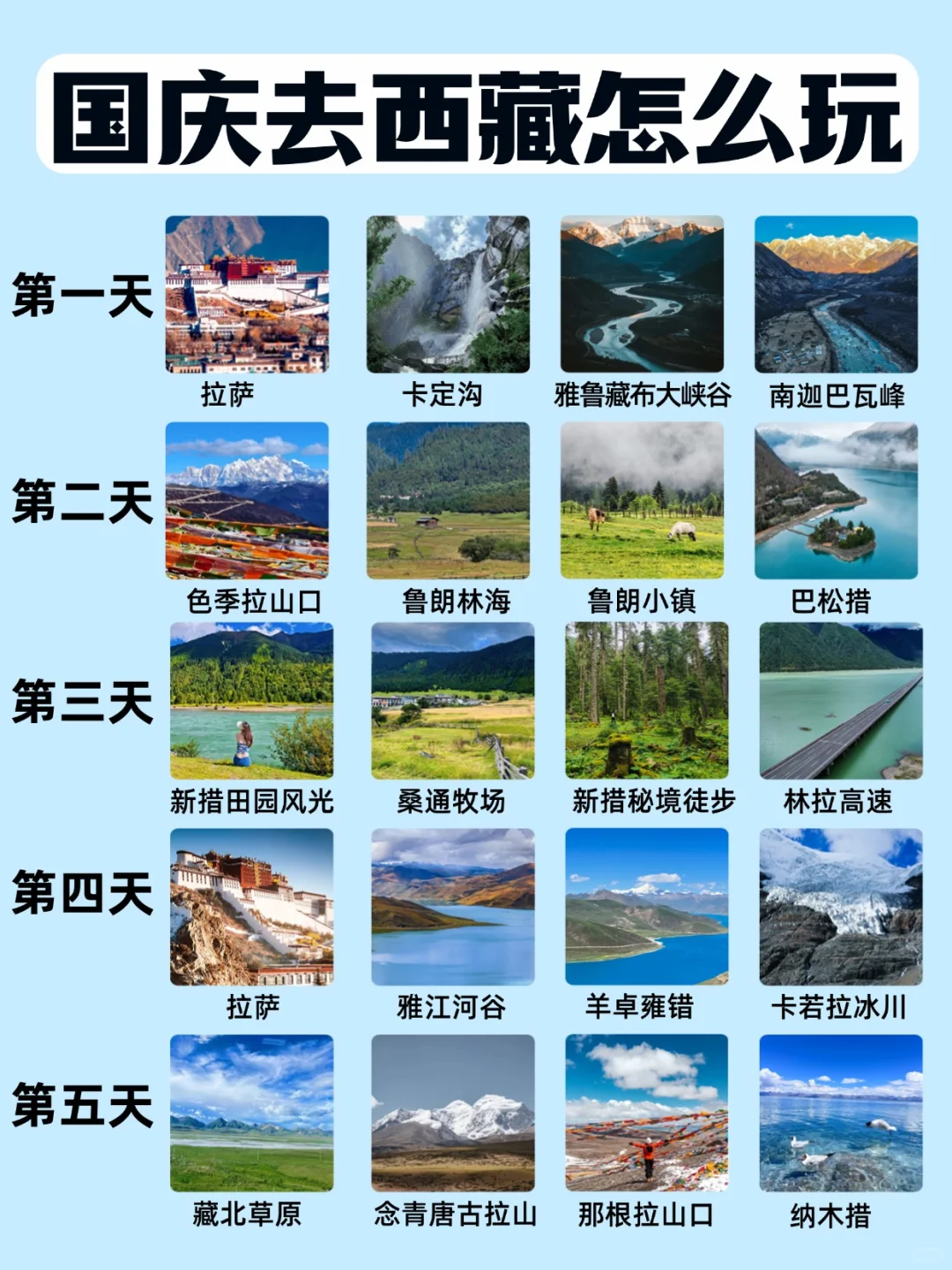 国庆西藏5日游 雪山/圣湖/牧场全揽