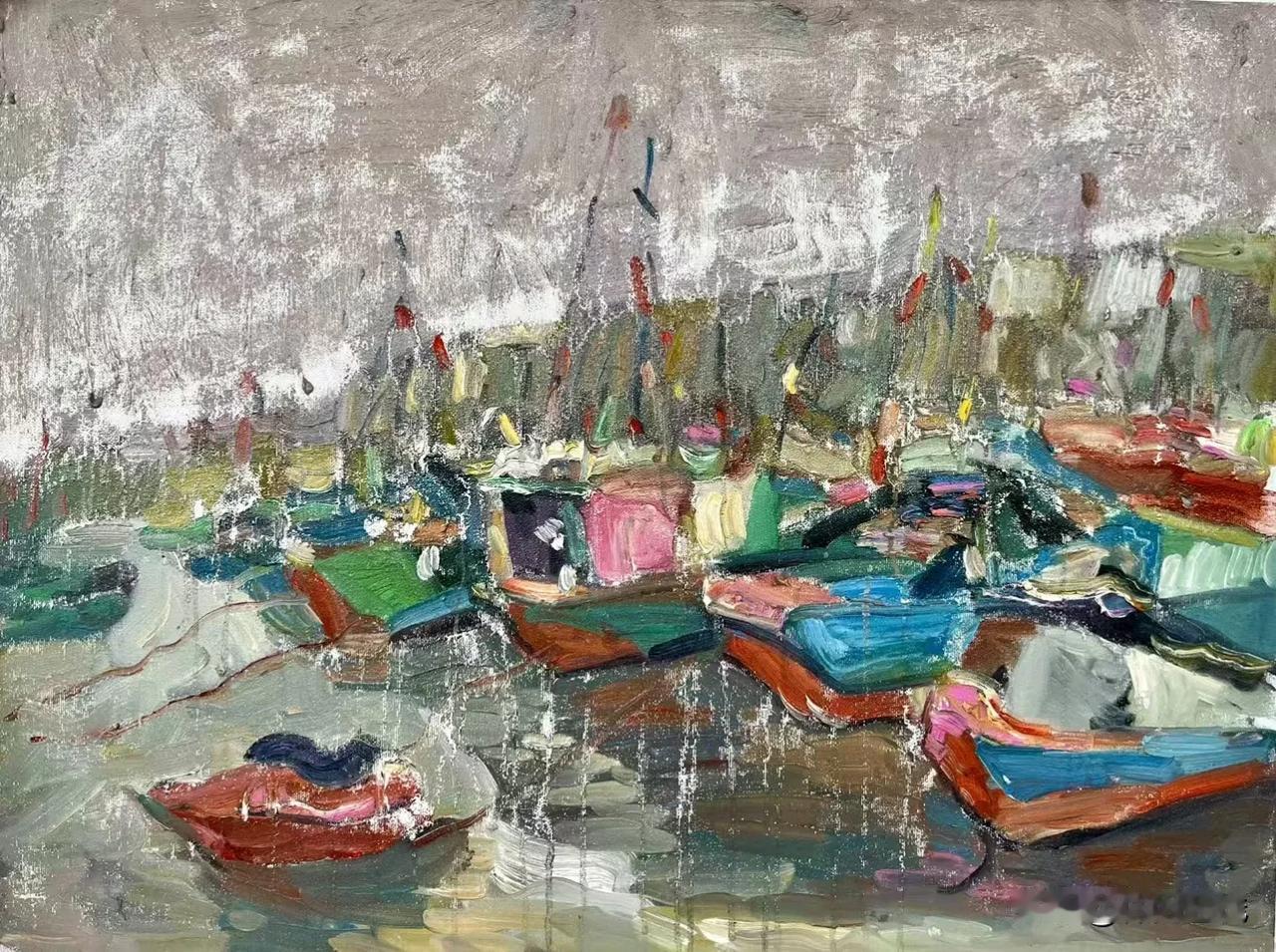 王进老师绘画作品欣赏
潭门渔港 油画 80x60xcm