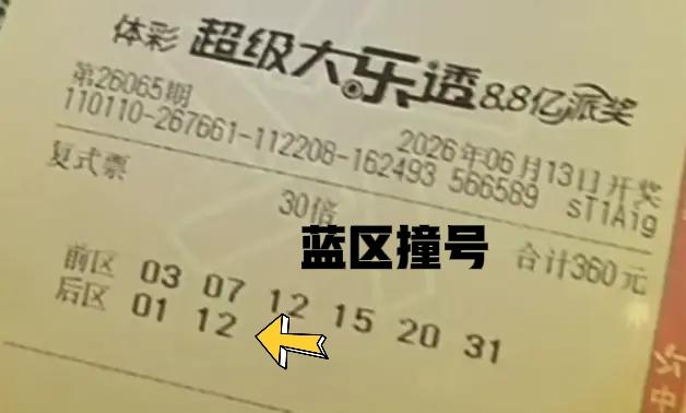 撞号，撞号，后区01-12完全撞号！30倍复式票这一期恐怕又没着落了，前区本来就