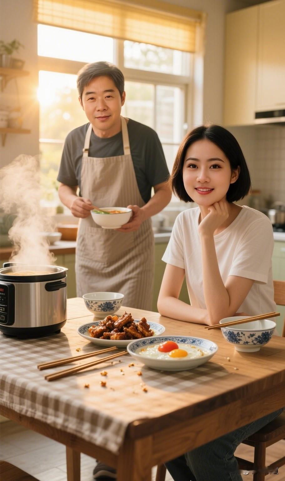 今天晚饭，我做了几道家乡的家常菜端到餐桌上，不仅老伴爱吃，孙子孙女儿也都爱吃。