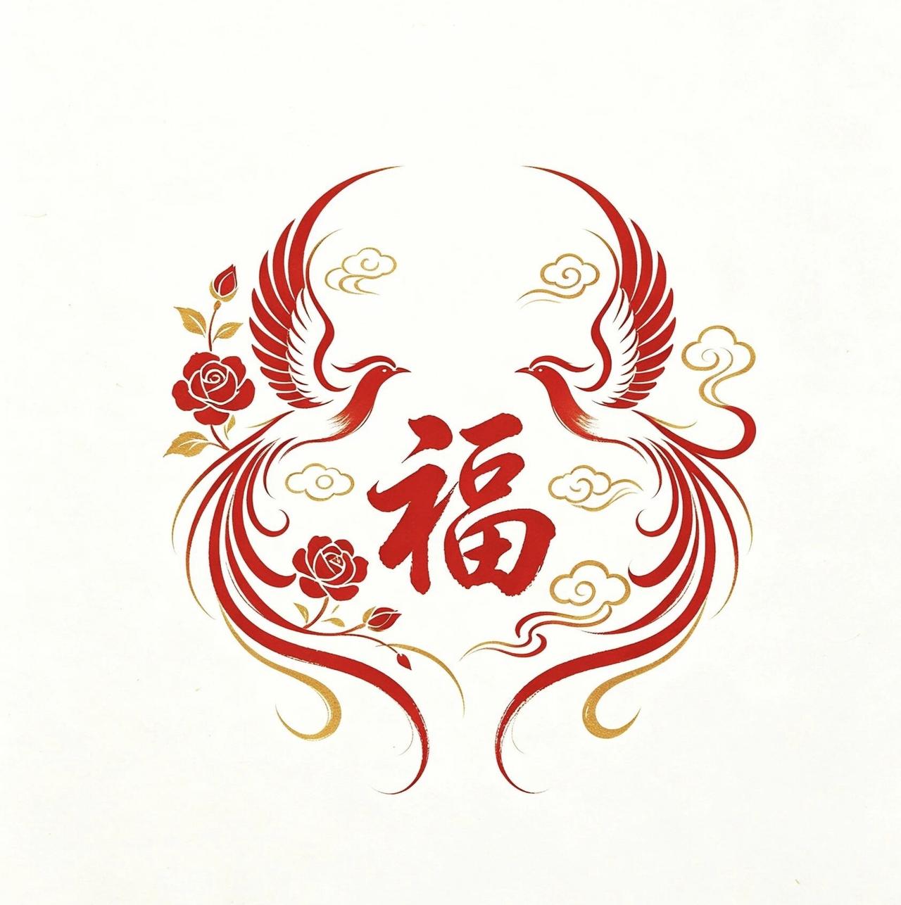 双凤逐云祥瑞至，繁花绽彩福运来。接住这份满满的喜，好运即刻盈满怀。传统文化 传递