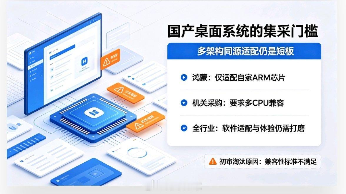 鸿蒙因不兼容多CPU架构落选【路还很长，说实话不止鸿蒙，其他几个国产桌面系统目前