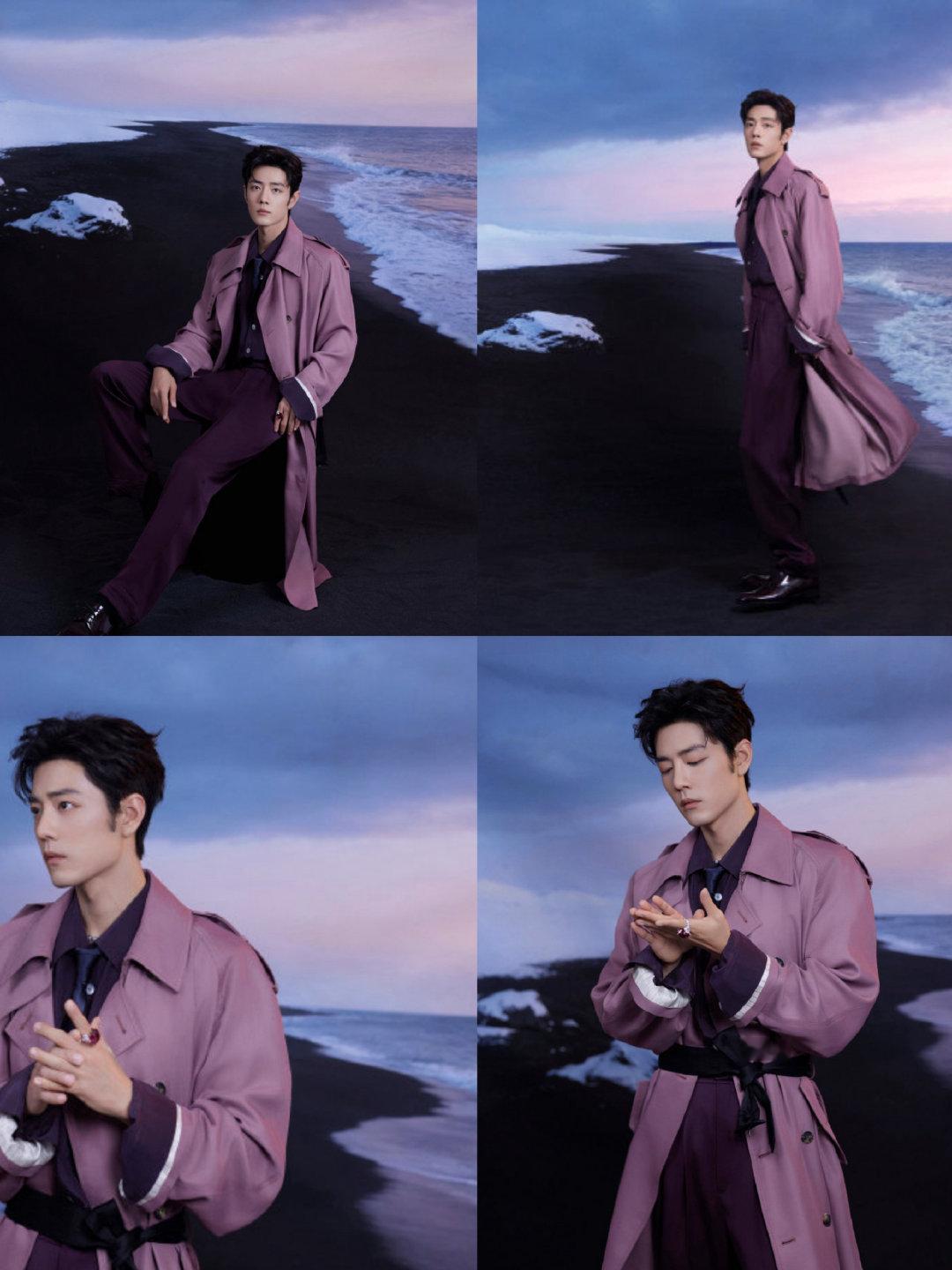 肖战紫色风衣造型肖战跨年造型出图肖战跨年造型出图。肖战紫色风衣造型好帅 