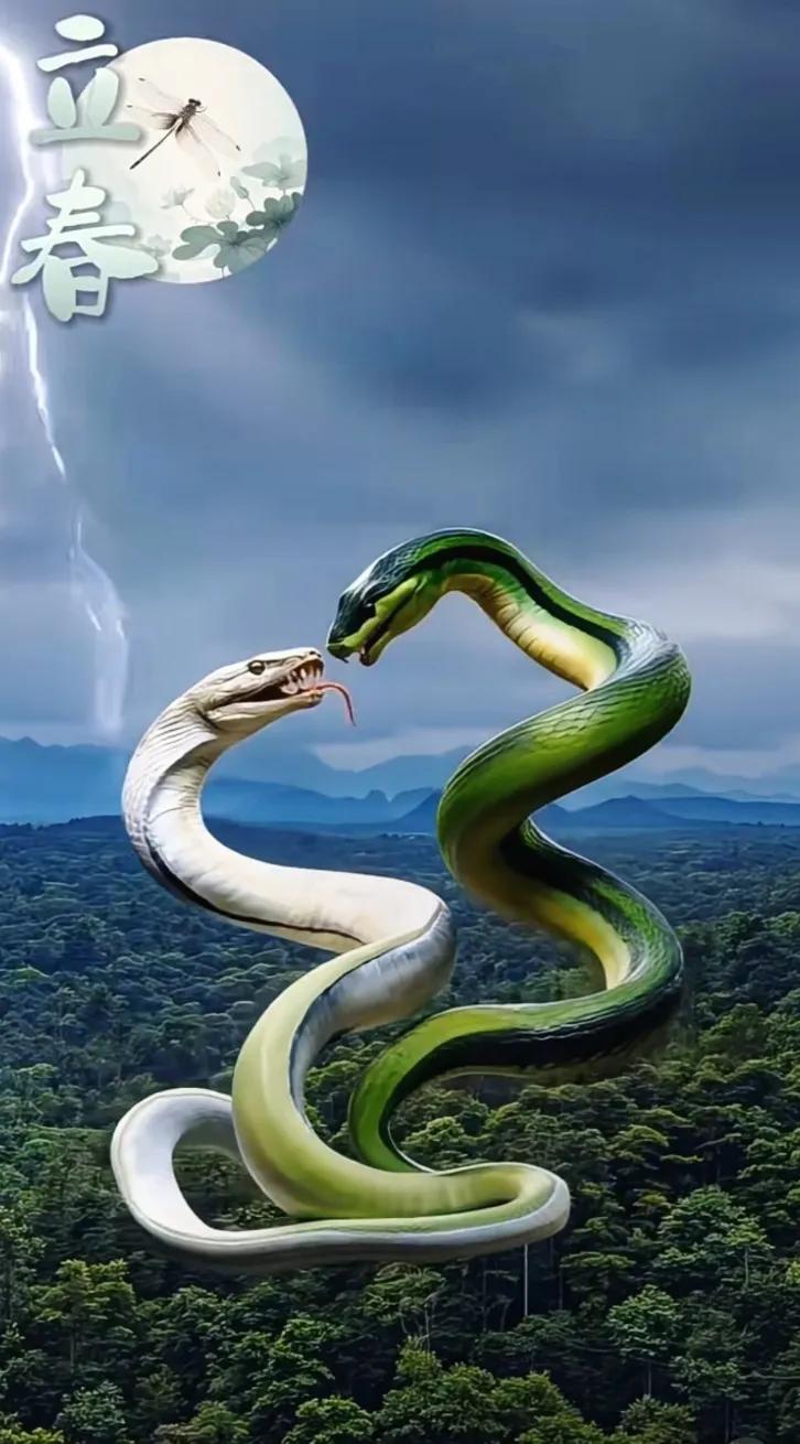 梦幻森林中的双蛇大战，春意盎然！喜迎蛇年第一春 蛇转乾坤🐍