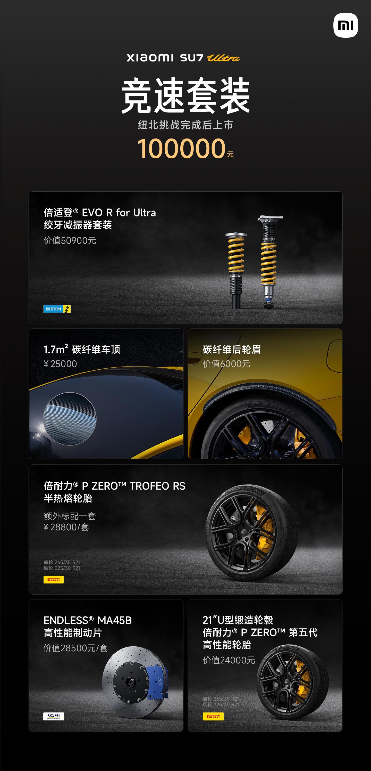 小米SU7Ultra   为赛道，进一步强化：竞速套装｜售价100000元，纽北