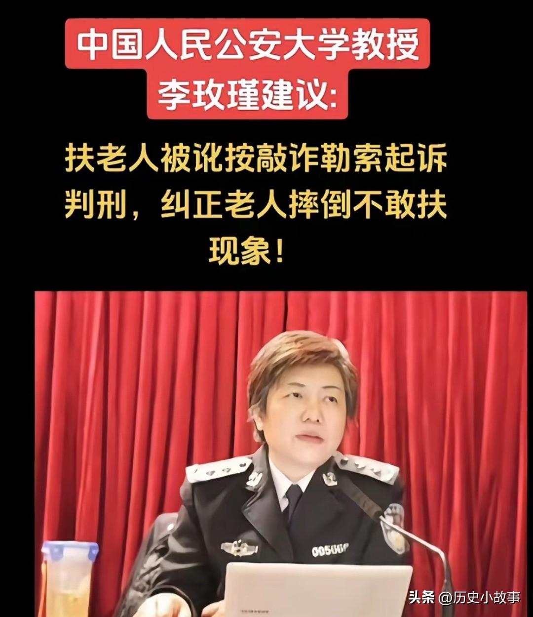 2024年，中国人民公安大学李玫瑾建议，凡是扶了老人被要求天价赔偿的，在老人拿不