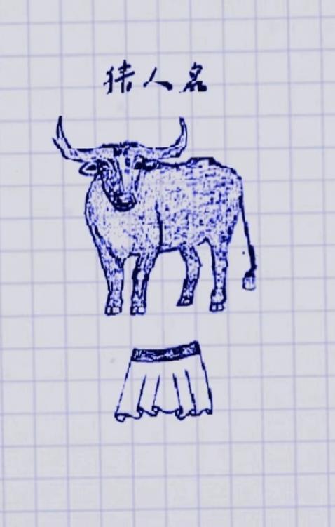 〔看图猜明星〕
图中画面真给力；
一头老牛在张望；
还有一个小短裙；
谐音猜个名