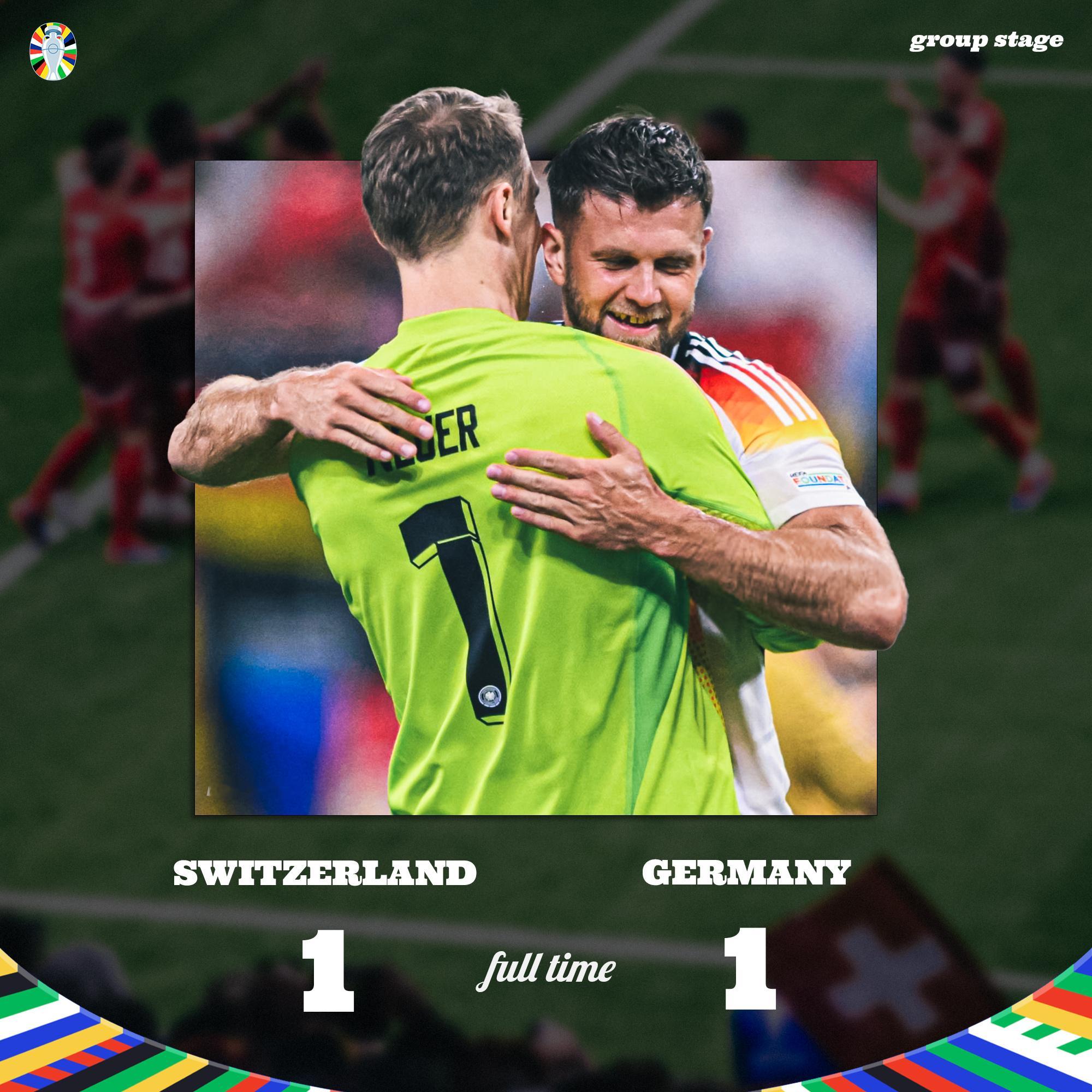 FT | 瑞士 1-1 德国🇨🇭🇩🇪#菲尔克鲁格绝平##瑞士1比1德国#