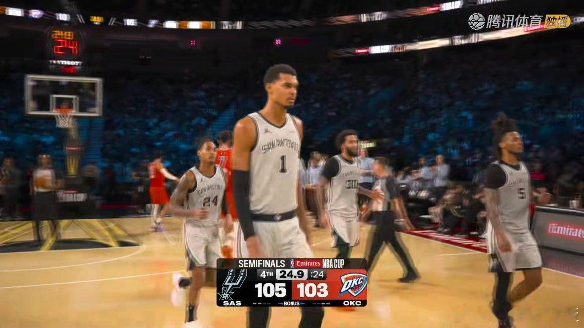 马刺领先2分，并拥有球权！最后24.9秒马刺vs雷霆