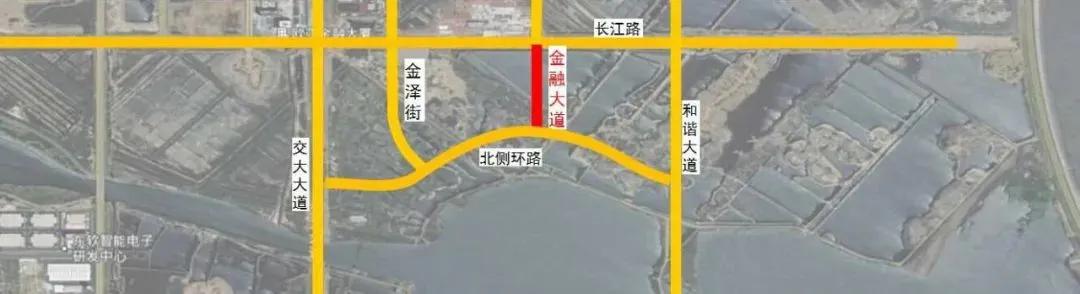 青岛胶州市上合如意湖东区金融大道（长江路-北侧环路）拟建设，项目位于上合示范区上