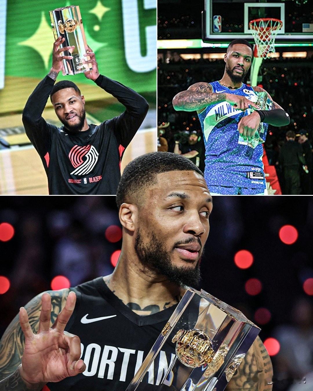 利拉德，三届全明星三分大赛冠军，要是能带杨瀚森起飞就好了！

利拉德成为第三位三