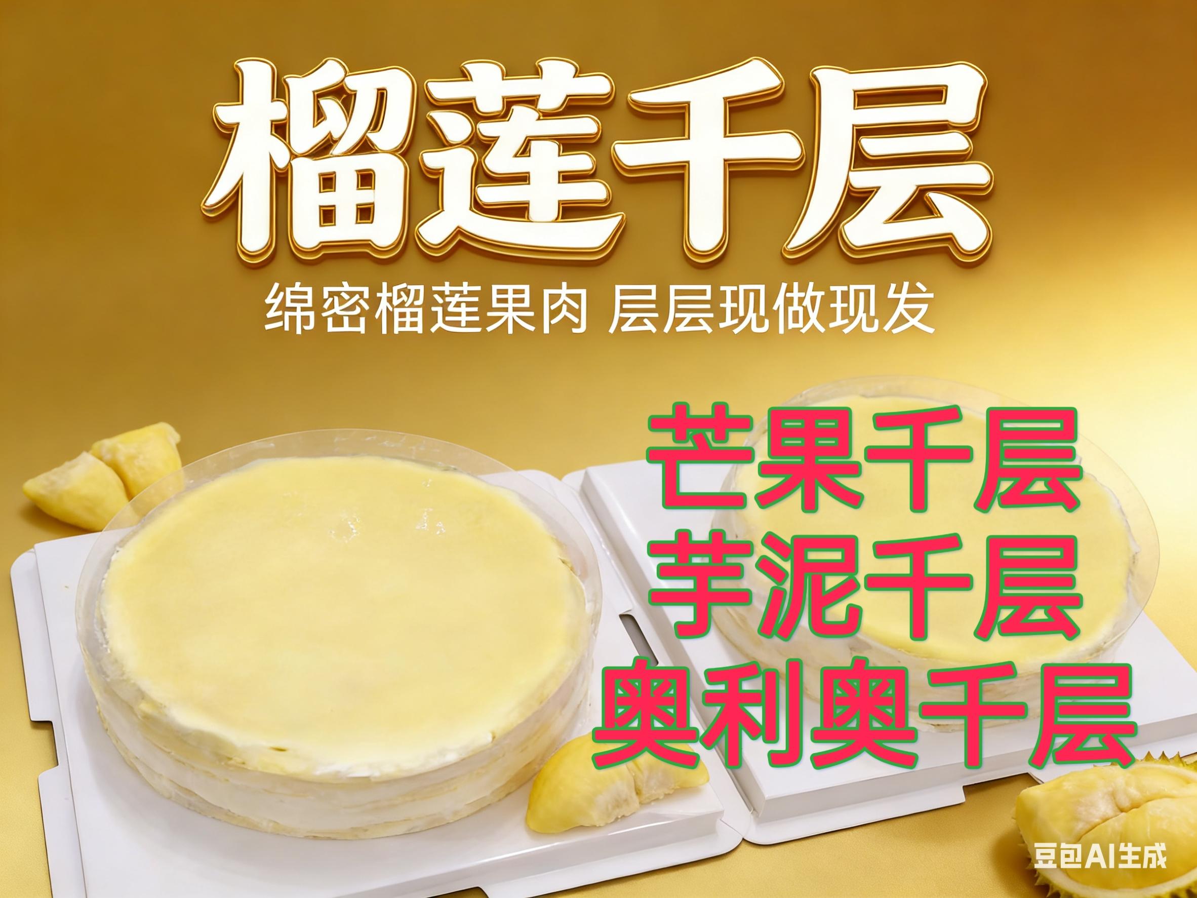 千层蛋糕开卖啦🍰🍰🍰 榴莲千层六寸， 58元 芒果千层， 55元...