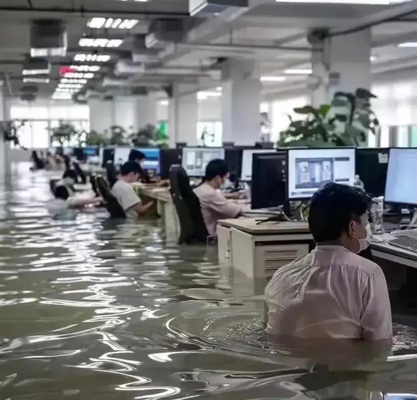深圳的大雨大到可以上班摸鱼！网友表示原来上班摸鱼是真的。