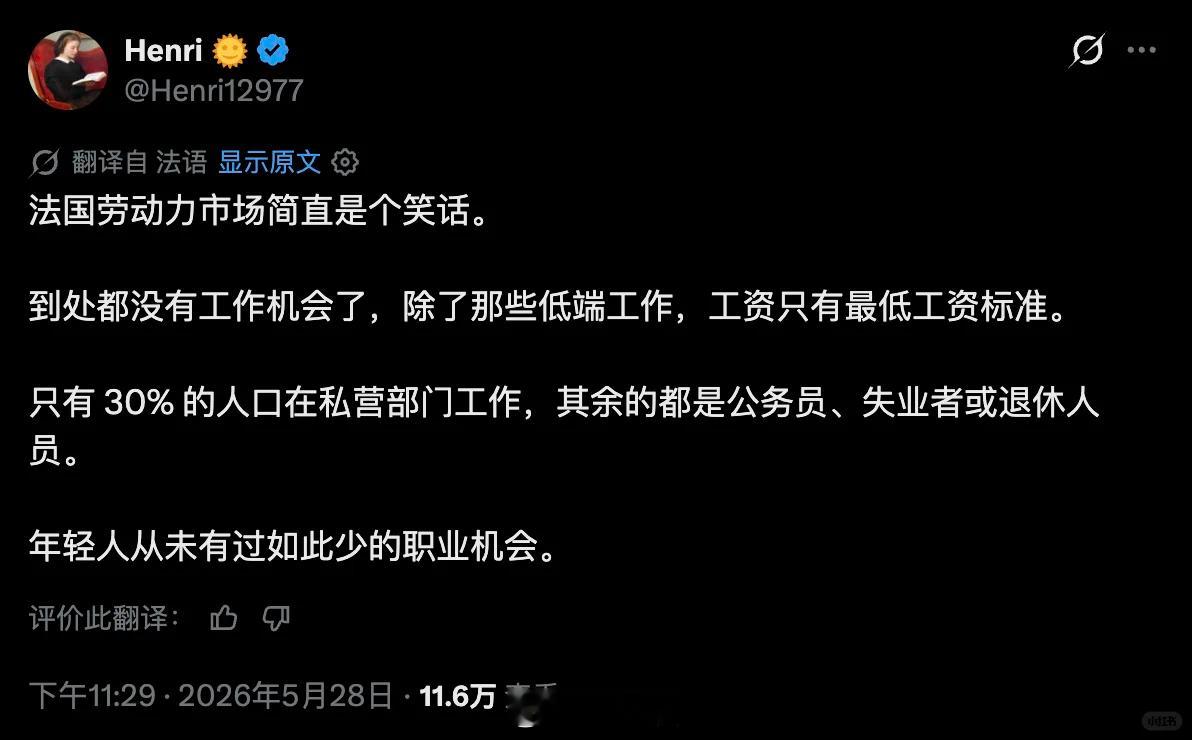 虽然法国就业差，但是还得养了中东和非洲移民啊