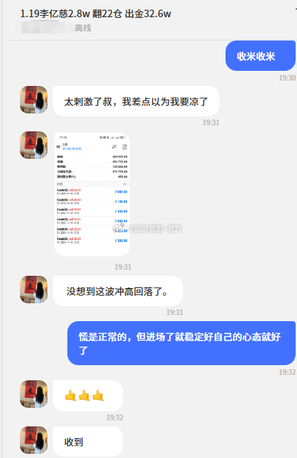 金油趋势实战大师-老方 恭喜亿慈以及实盘其他成员跟上一对一实时指导完美为资金账户