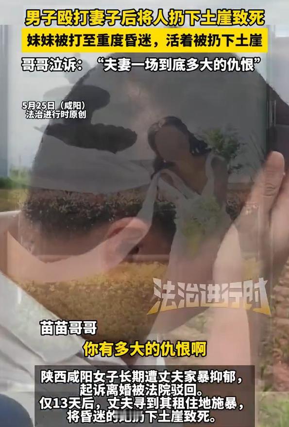 离婚被驳13天后女子遭丈夫杀害，被家暴致死女子哥哥怒问为何娶她，而且还质问：有多