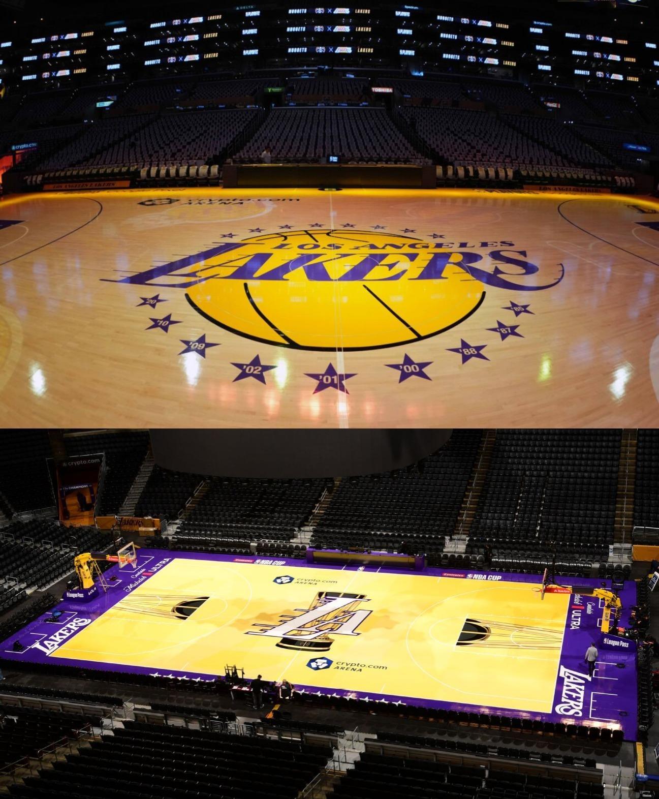 据ESPN消息人士透露，湖人将在NBA杯四分之一决赛中，使用自家常规主场地板对阵