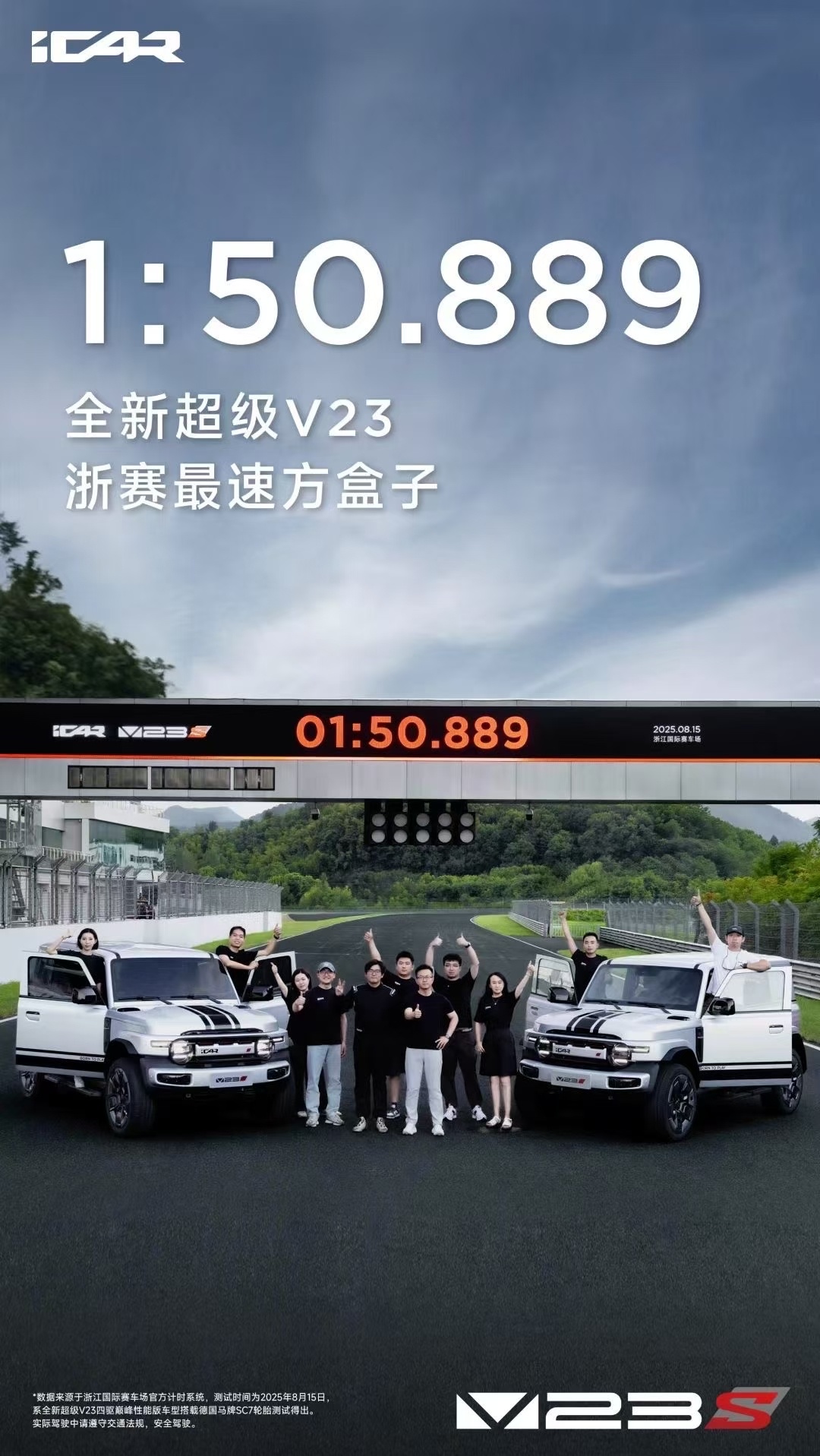 超级V23浙赛最速方盒子方盒子能在浙赛跑出1:50.889的成绩，这是让50万级