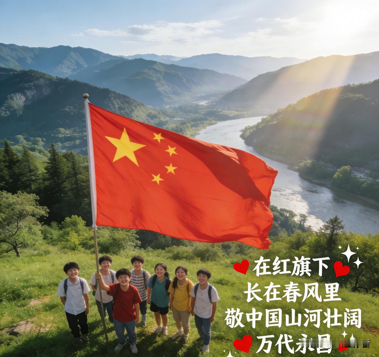  
生在红旗下长在春风里，敬祖国山河壮阔，万代永昌🇨🇳❤️✨💪🌿
​
 