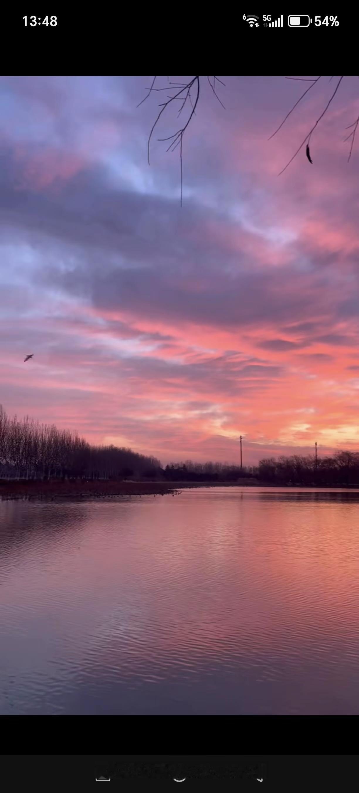 2016年1月9号早上的彩霞影湖面
