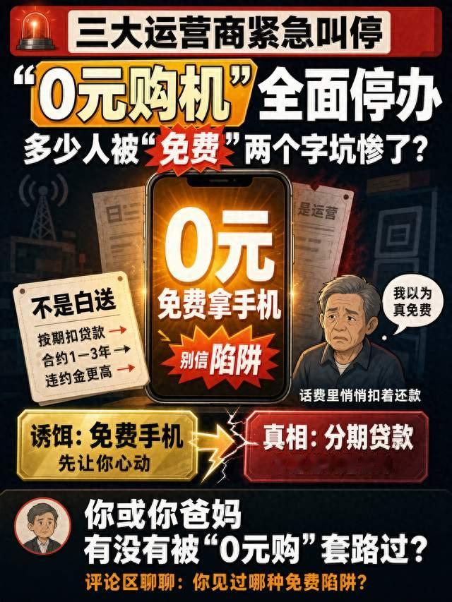 三大运营商紧急叫停"0元购机"，多少人被"免费"两个字坑惨了？