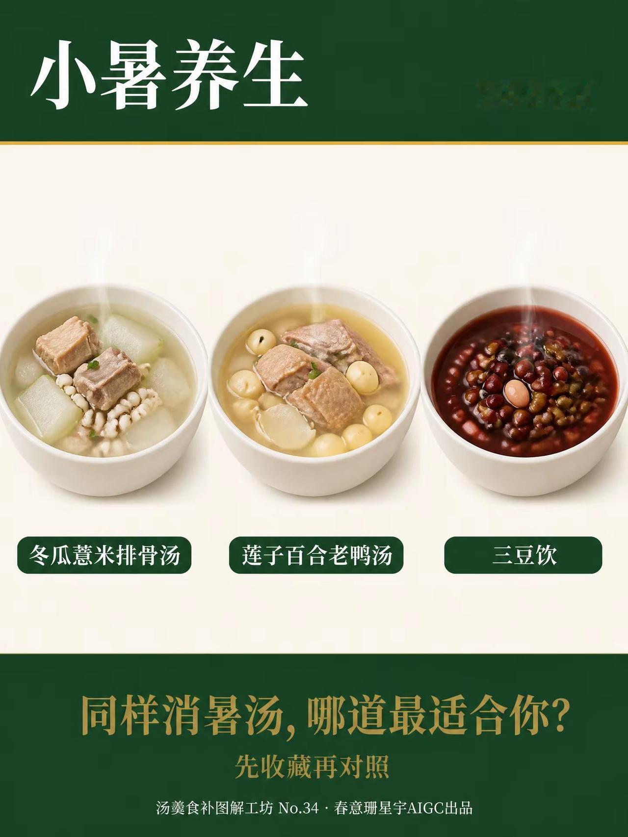 小暑后，把冷饮换成这3碗汤。小暑后，把冷饮换成这3碗汤冰水越喝越累？那是你把湿气