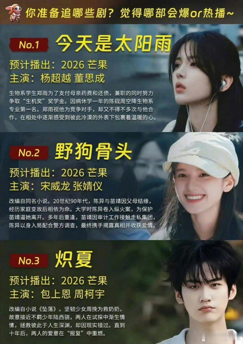 预计2026播的现偶2026年好多现偶 预计2026年播的现偶真的好多啊！！每部