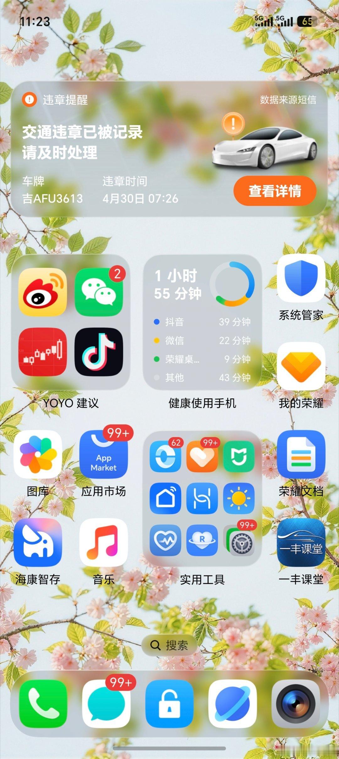 YOYO的这个提醒真好违章信息都能上主页建议我谢谢你哦下次别提醒了magicos