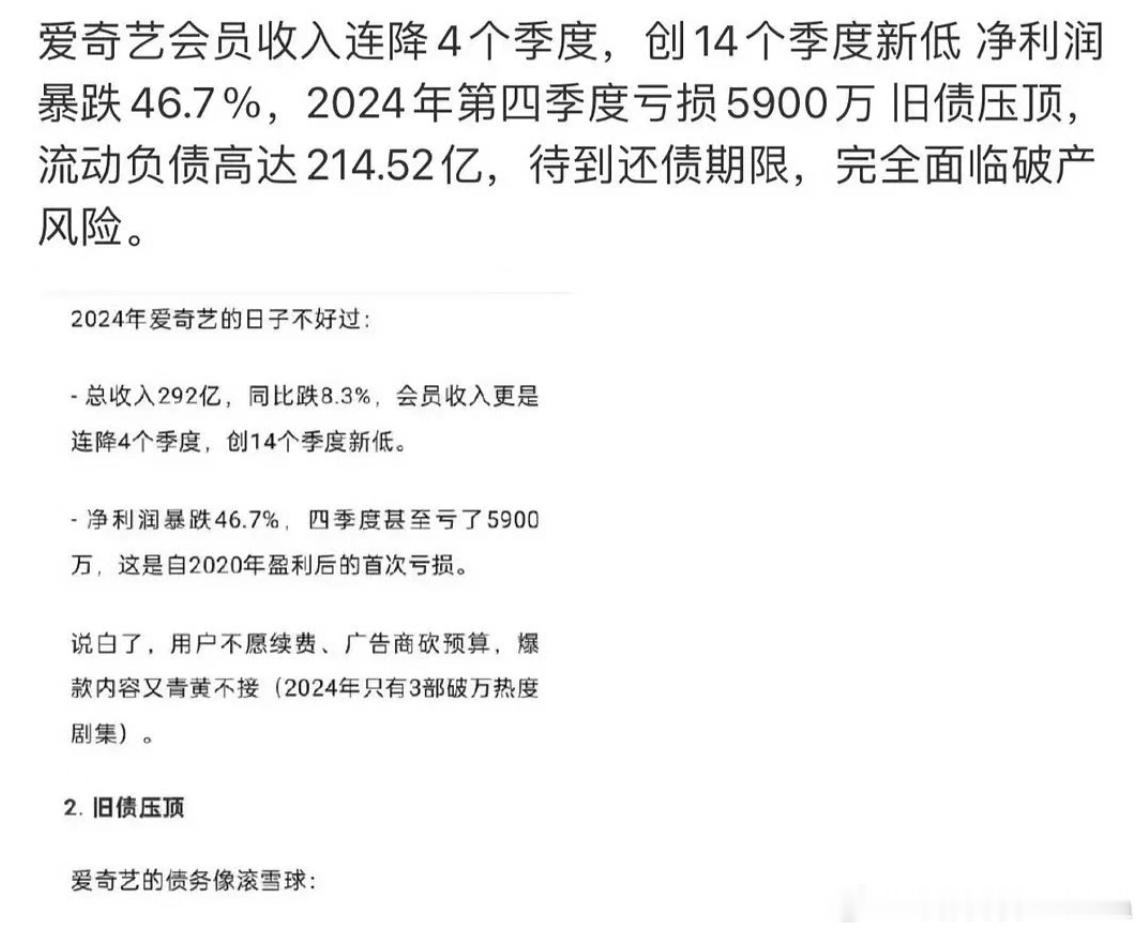 还记得两年前，爱奇艺成为国内首个宣布扭亏为盈实现盈利的长视频平台（虽然这跟当时的